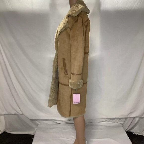 NEW AVEC LES FILLES Women's Coat Faux Shearling Moto Toffee Size XS - Picture 3 of 7